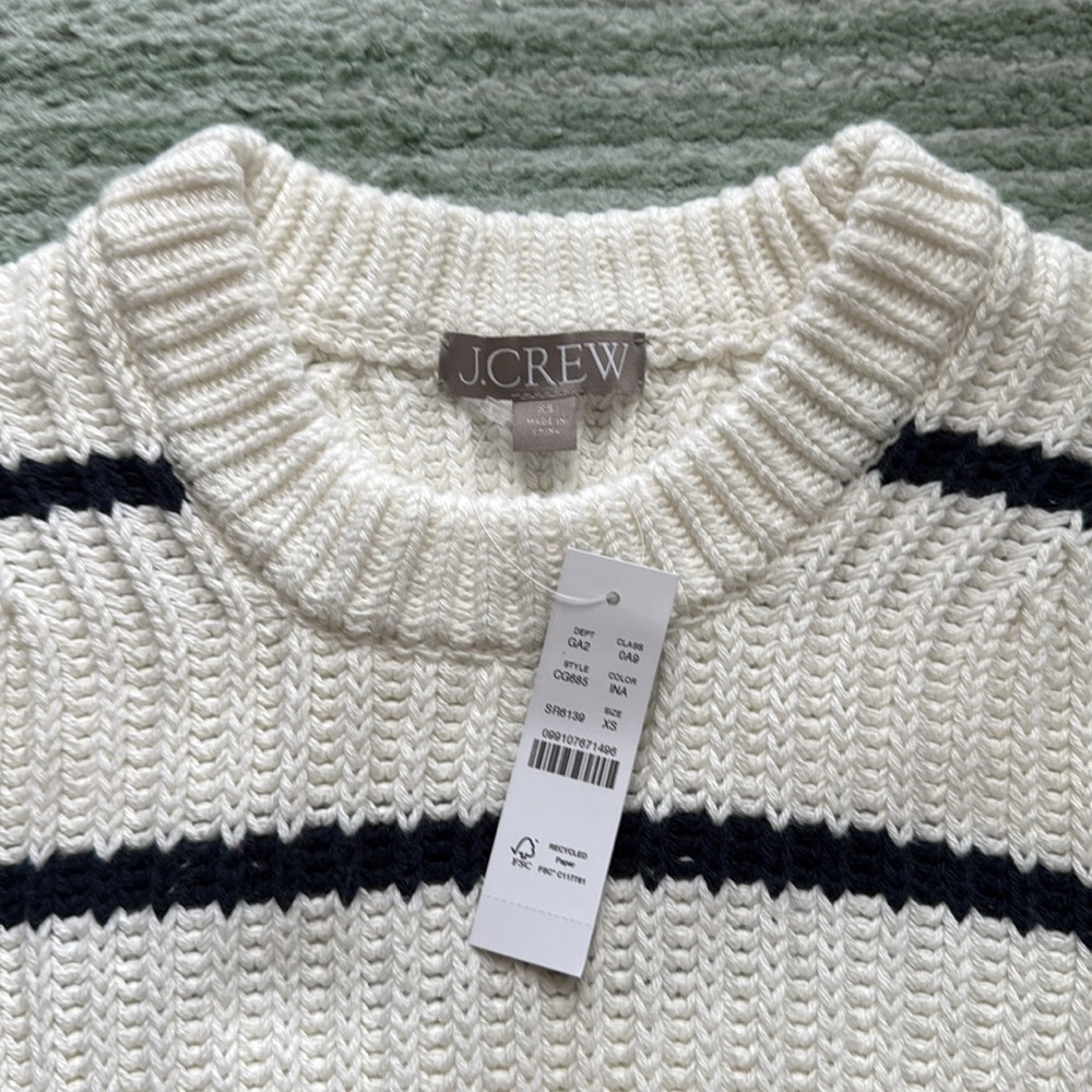 J. Crew heritage cotton fisherman crewneck sweater in stripe - Picture 7 of 7